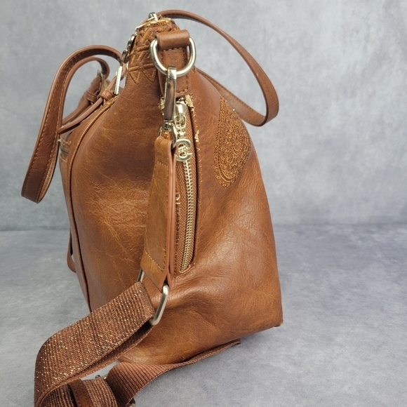Desigual Women’s Dark Amber Embroidered Large Shoulder Bag - Picture 4 of 15